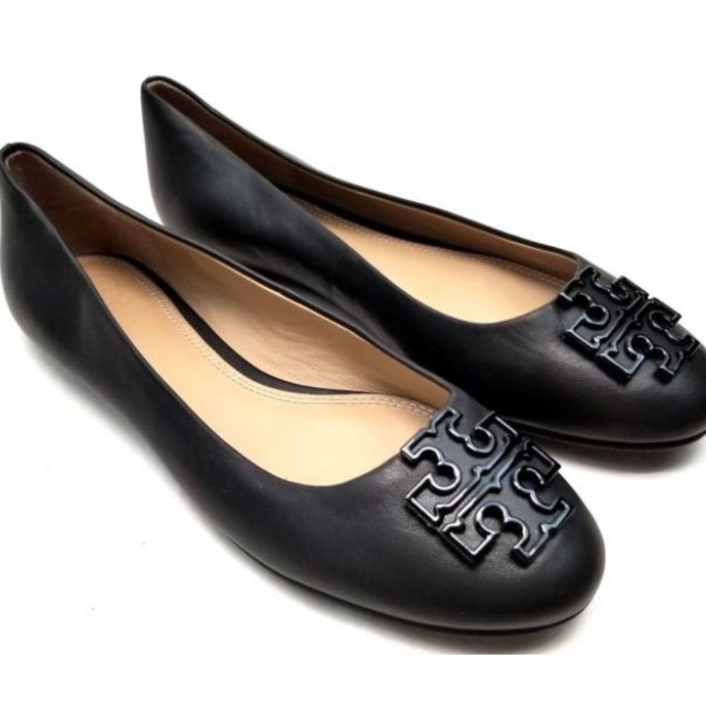 Tory Burch Melinda Powder Coated Ballet Flats.  Color: Black Size 7